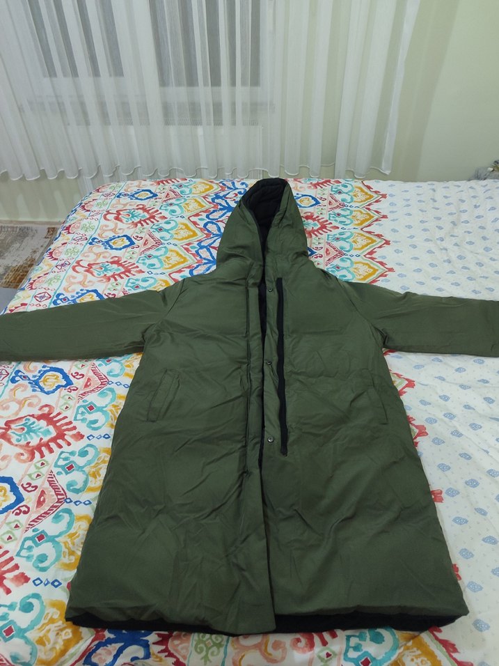 Kadın Çok Renkli Uzun Kışlık Kapüşonlu Mont - Görsel 3