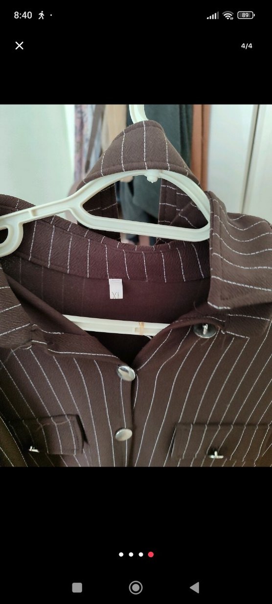 Düğmeli Kahverengi Kadın Uzun Takım Elbise - Görsel 4