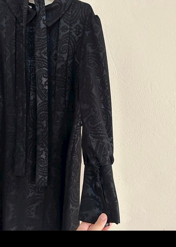 Uzun Siyah Gotik Kadın Elbise - Görsel 7