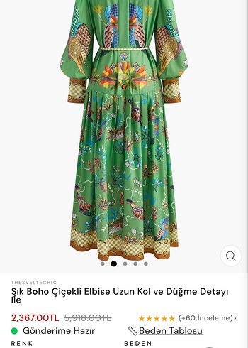 Zara Şık Boho Çiçekli Uzun Kollu Elbise