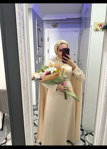 Abiye Bej rengi tesettür abiye