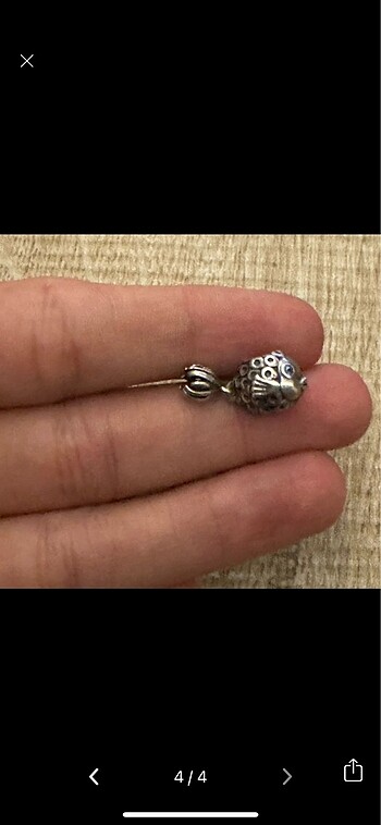  Beden gri Renk Pandora Balık charm