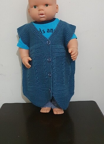 Örgü erkek bebek ata yeleği