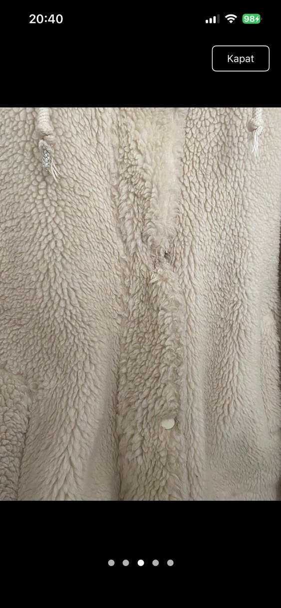 Bej Kapüşonlu Peluş Kadın Ceket - Görsel 3