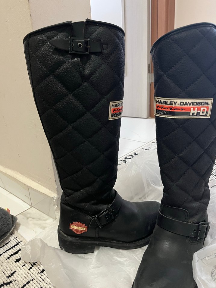 Kadın Siyah Deri Biker Dizüstü Çizme - Görsel 5