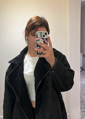 Kürklü Siyah Kadın mont - Görsel 5