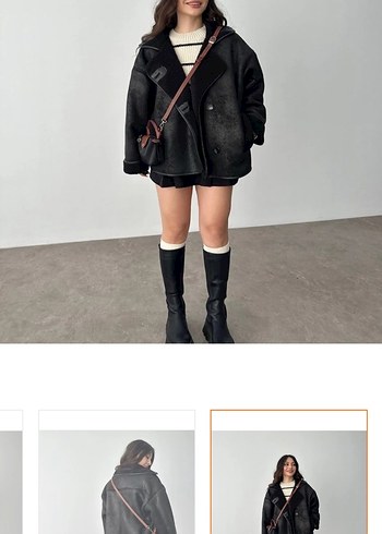 Kürklü Siyah Kadın mont - Görsel 4