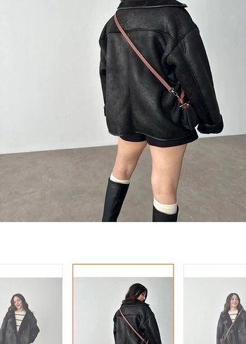 Kürklü Siyah Kadın mont - Görsel 6