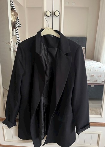 Düğmeli Siyah Kadın Blazer Ceket - Görsel 4