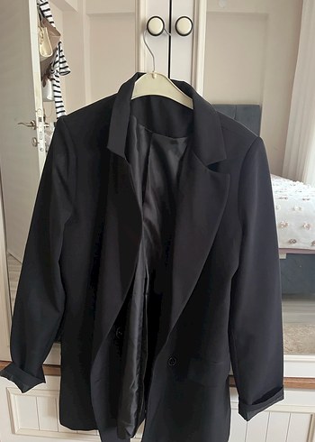 Düğmeli Siyah Kadın Blazer Ceket - Görsel 2