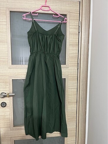 Vintage Love Hiç giyilmedi keten haki elbise