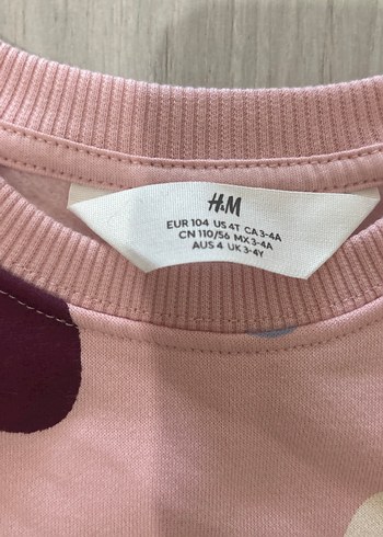 4 Yaş Beden Kız Çocuk Pembe Kalp Desenli Sweatshirt
