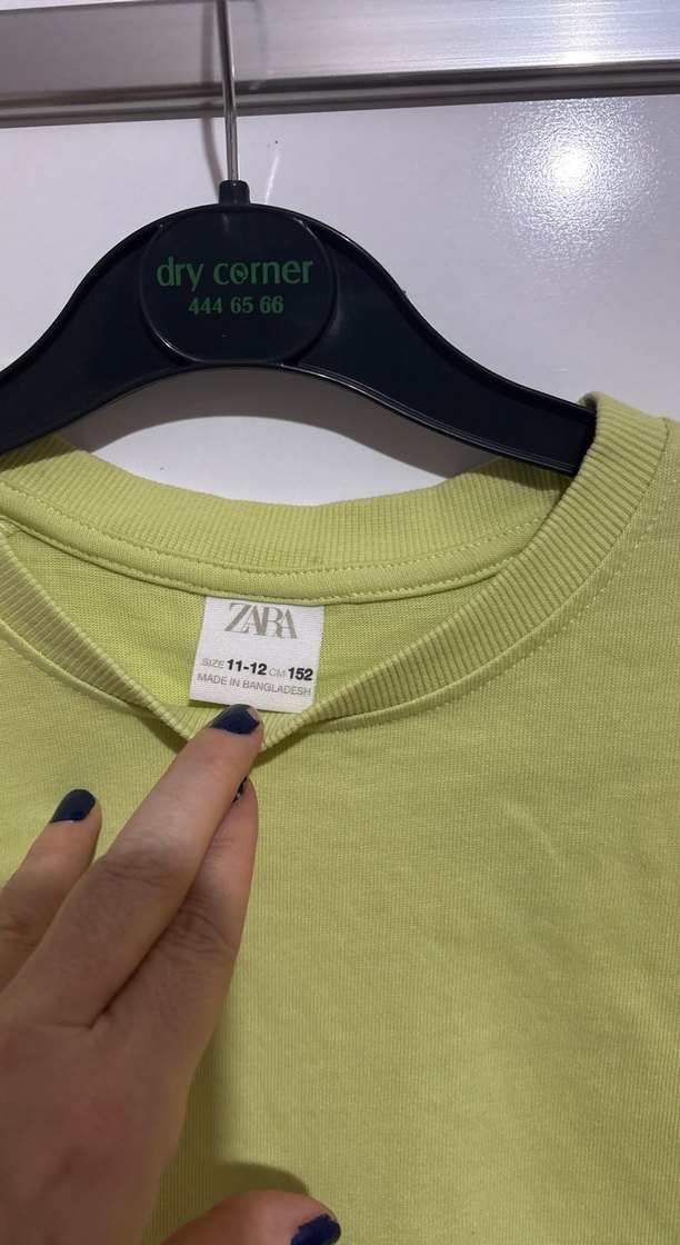 Zara Yeşil Kalın Penye Kısa Kollu Crop Tişört - Görsel 2