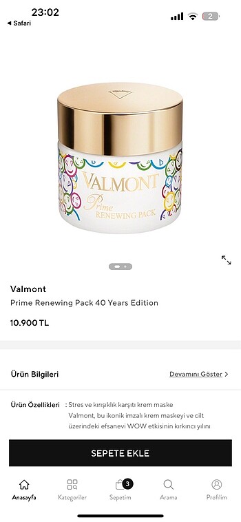  Beden Renk VALMONT RENEWING PACK MİNİ 10 ML