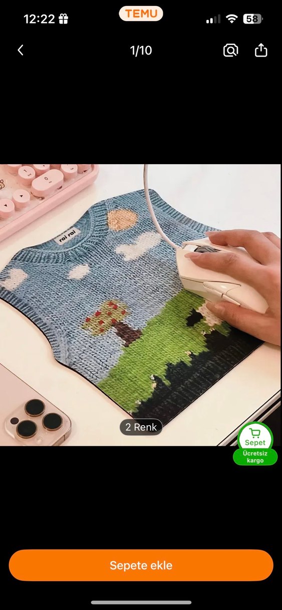 mouse pad kazak görünümlü kullanılmadı yurtdışı ürünüdür - Görsel 2