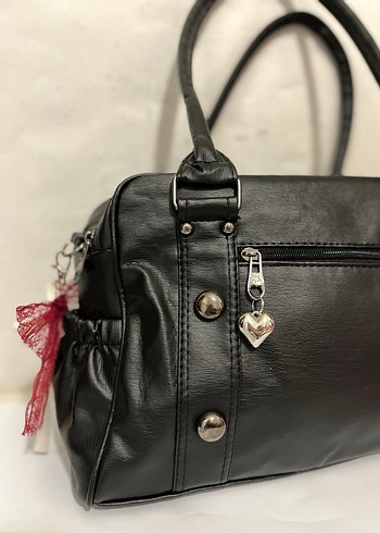 Orijinal ve yeni tasarım Lolita tarzı büyük siyah deri çanta - Görsel 4