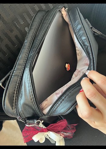 Orijinal ve yeni tasarım Lolita tarzı büyük siyah deri çanta - Görsel 7