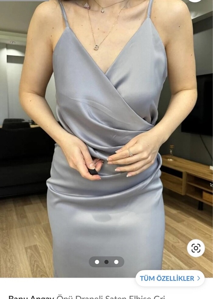 uzun mezuniyet elbisesi gri dökümlü saten gibi sanırım s beden m - Görsel 2