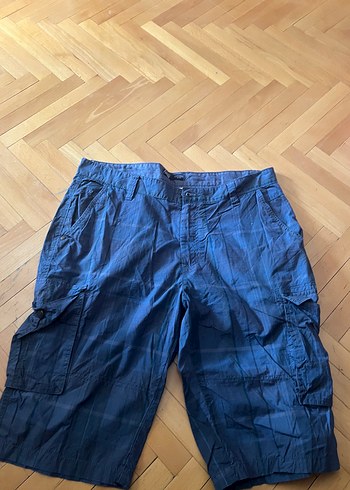 Erkek Mavi Denim Kemerli Midi Şort 30 beden