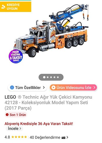 dev boy Lego Vinçli Kamyon Modeli - Görsel 4