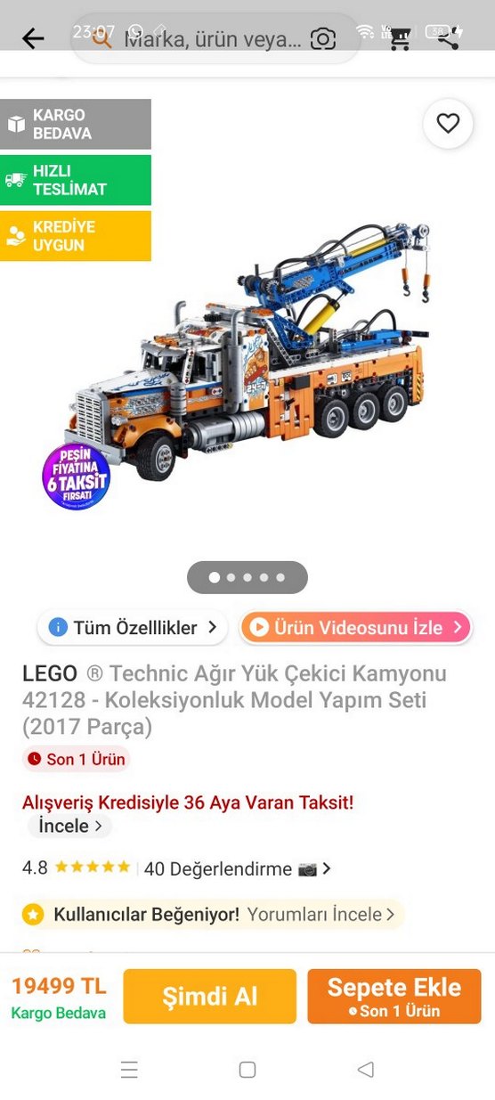 dev boy Lego Vinçli Kamyon Modeli - Görsel 4