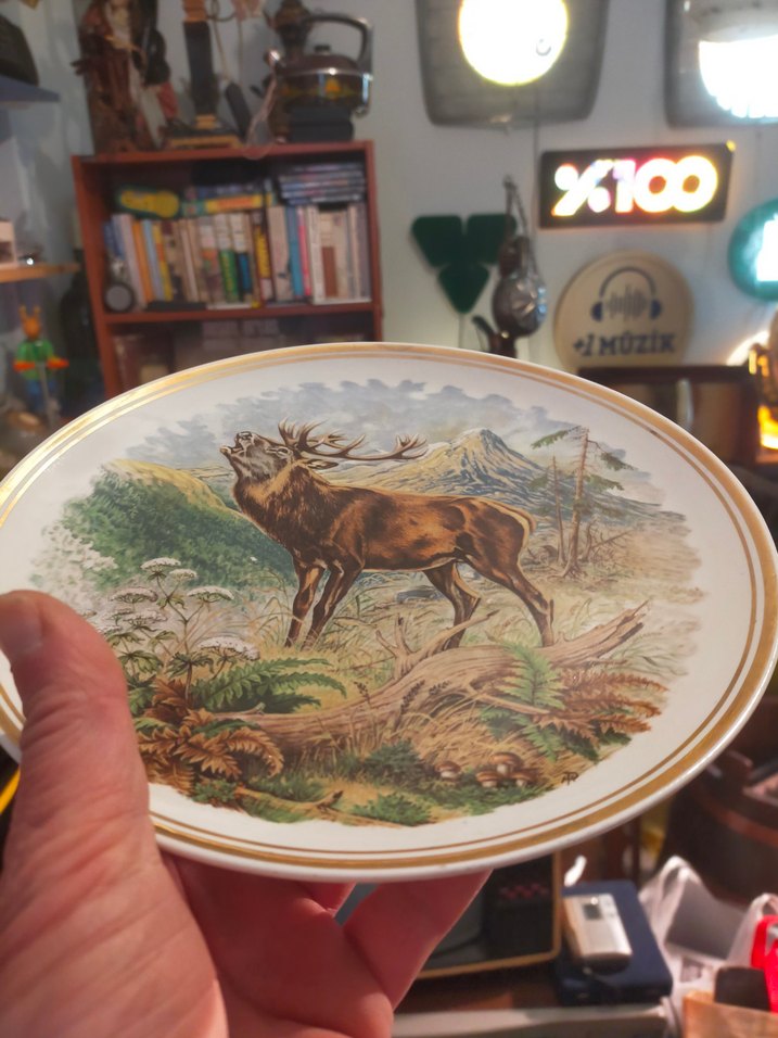 Kahverengi Baskılı Geyik Desenli Tabak - Görsel 3