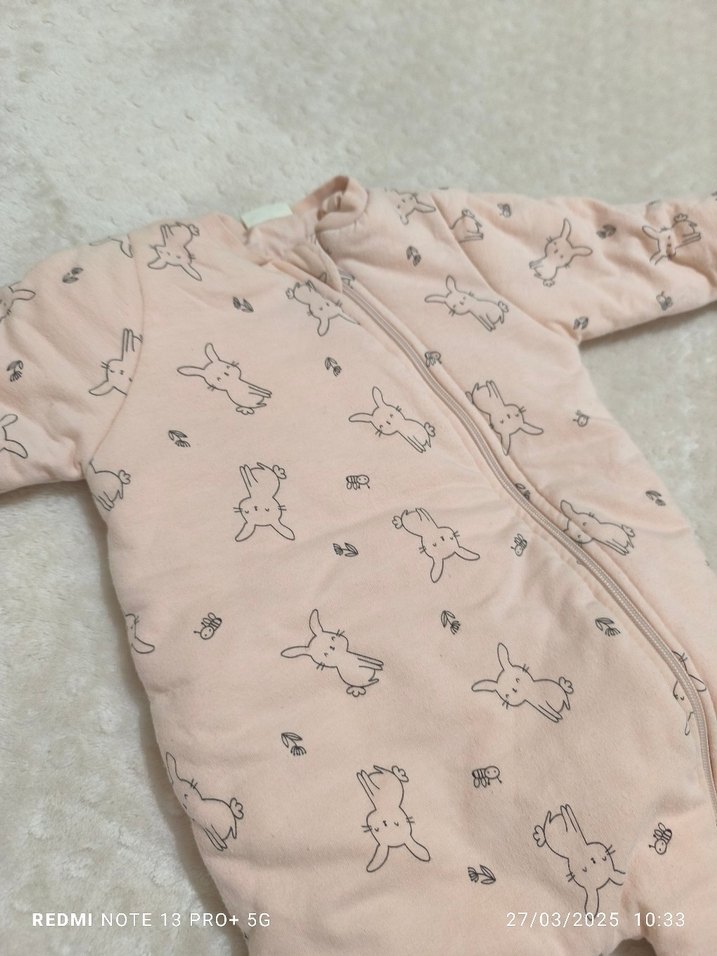 Kız Bebek Bej Tulum, Kürk Detaylı, Düz Desen - Görsel 4