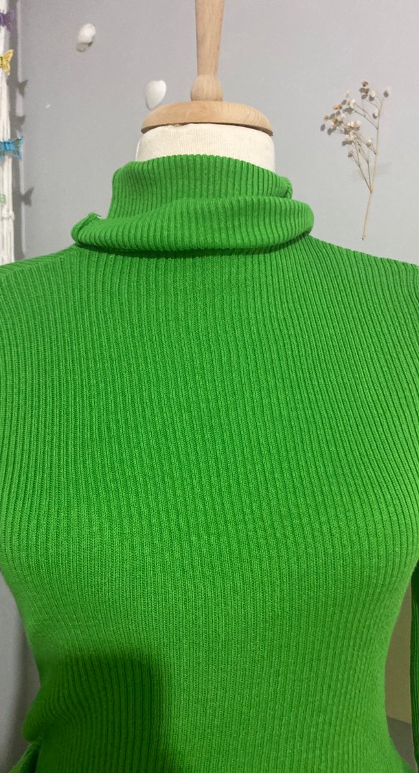 Yeşil Örgü Boğazlı Kadın Kazak - Görsel 3