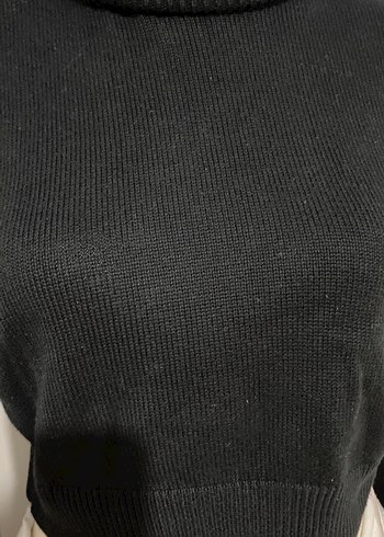 Siyah Boğazlı Kadın Triko Kazak - Görsel 3