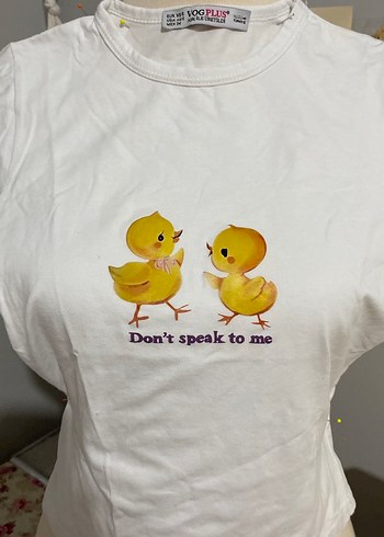 Beyaz Baskılı Kısa Kollu Kadın Tişört - Görsel 2