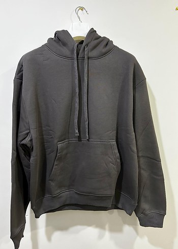 ZARA Gri Kapüşonlu erkek Sweatshirt