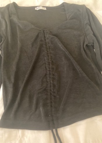s Beden siyah Renk Siyah Uzun Kollu V Yaka büzgülü Gotik Bluz