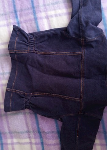 Kız Çocuk Koyu Mavi Denim Ceket - Görsel 4