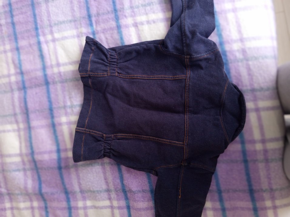 Kız Çocuk Koyu Mavi Denim Ceket - Görsel 4