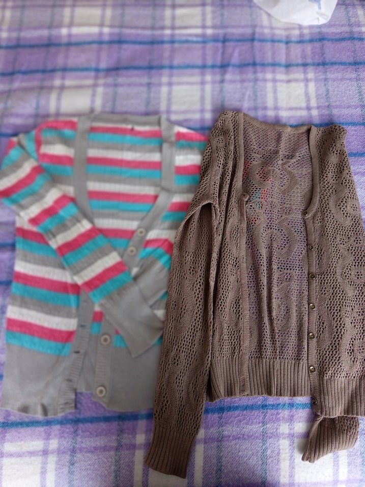 Bohem Gri V Yaka Uzun Kollu Kadın Hırka - Görsel 2