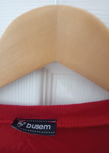 Uzun Kollu Kırmızı Basic Kadın Keten Bluz - Görsel 3