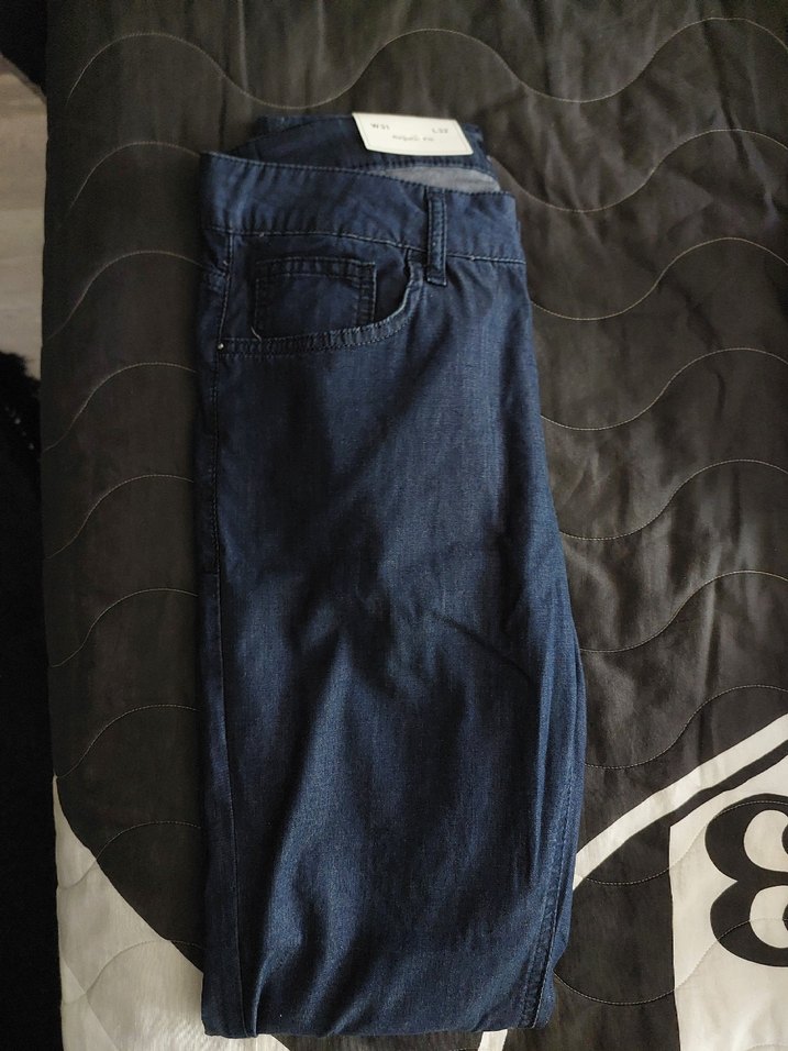 Lacivert Kemerli Erkek Denim Pantolon 31/32 beden - Görsel 5