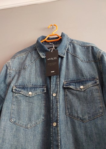 Mavi Jeans Erkek Mavi Denim Gömlek Uzun Kollu L beden kot ceket etiketli