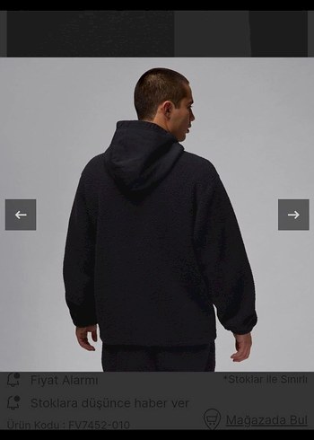 Jordan sherpa Erkek Siyah Kapüşonlu Yumuşak Kumaş Sweatshirt - Görsel 2