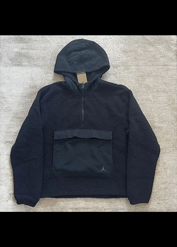 Jordan sherpa Erkek Siyah Kapüşonlu Yumuşak Kumaş Sweatshirt - Görsel 3