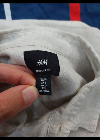 Gri Keten gömlek h&m - Görsel 5