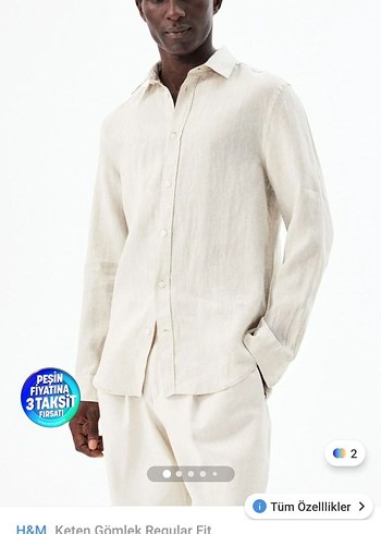 Gri Keten gömlek h&m - Görsel 6