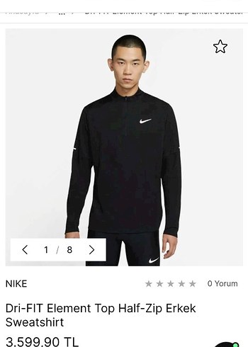 Nike Siyah Uzun Kollu fermuarlı half zip erkek sweat tişört - Görsel 8