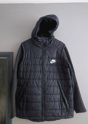 Nike Siyah Kapüşonlu erkek Kışlık Mont