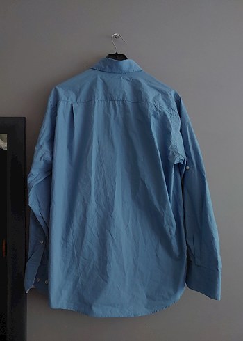 m Beden mavi Renk Düğmeli Mavi Denim Erkek Gömlek Us polo erkek gömlek etiketli