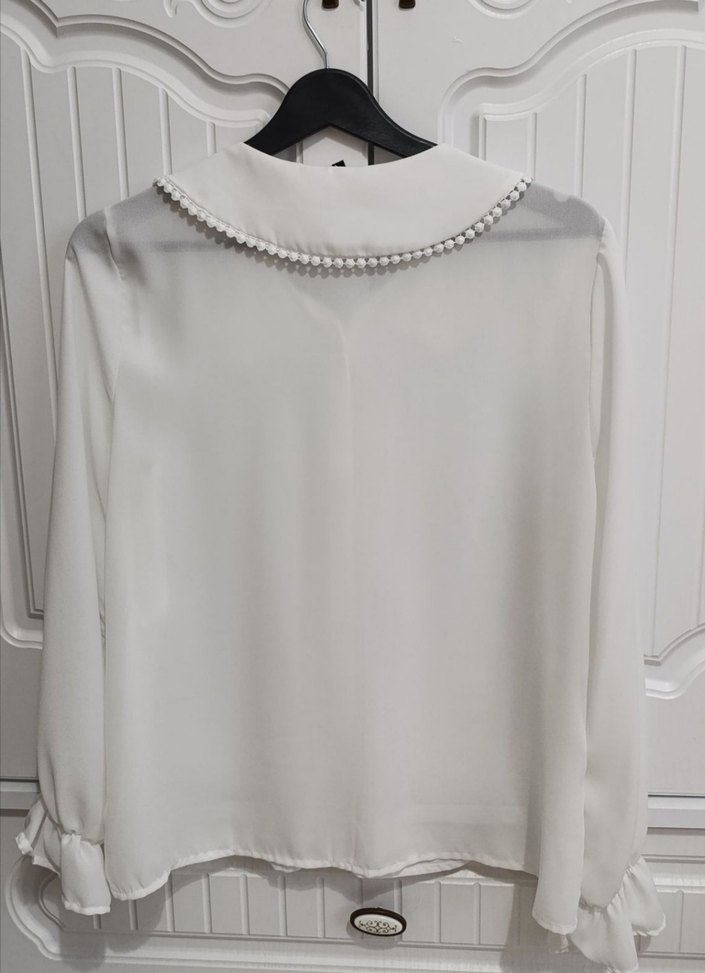 Kadın Beyaz Düğmeli Uzun Kollu Gömlek - Görsel 2