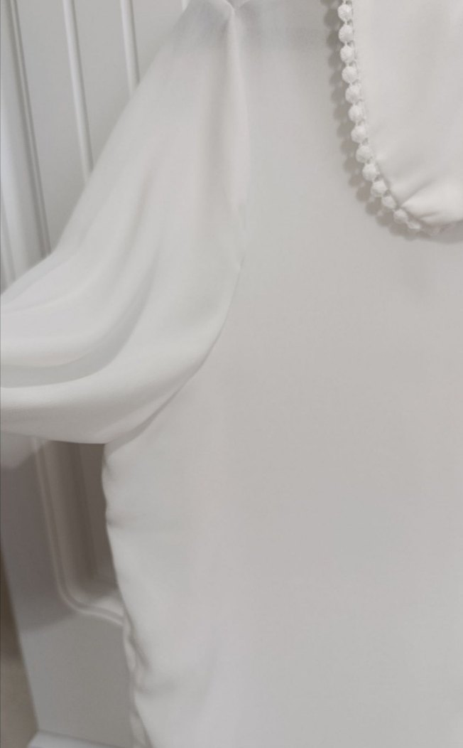 Kadın Beyaz Düğmeli Uzun Kollu Gömlek - Görsel 3