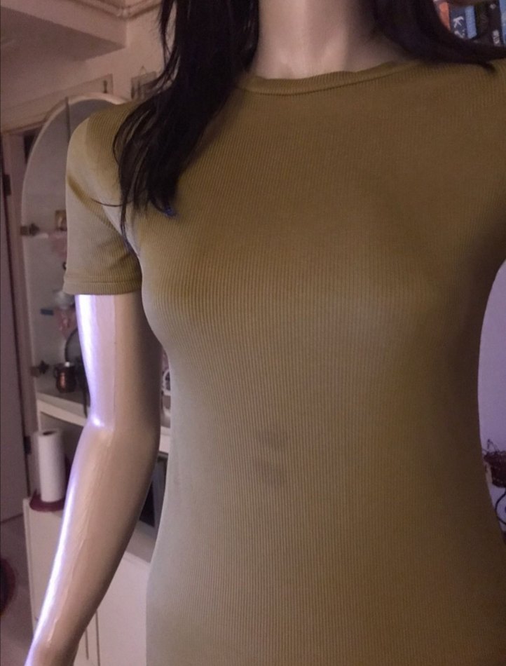 Kadın Haki Uzun Vücuda Oturan Elbise - Görsel 3