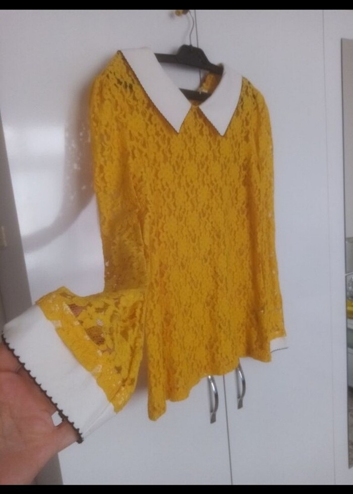Bebe yaka dantel detaylı bluz  - Görsel 2