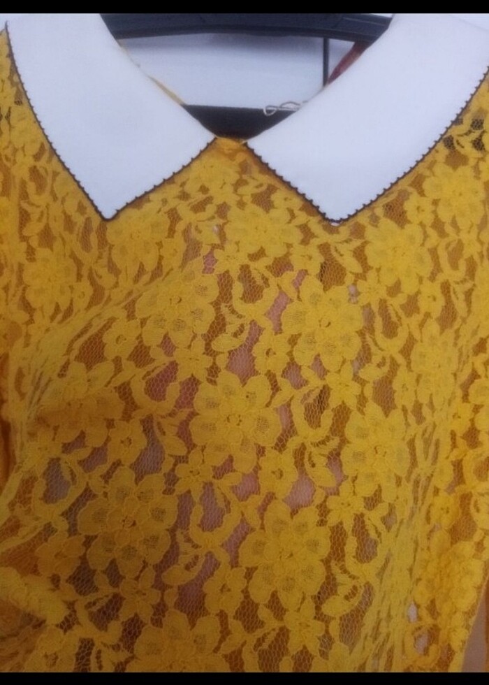 Bebe yaka dantel detaylı bluz  - Görsel 3